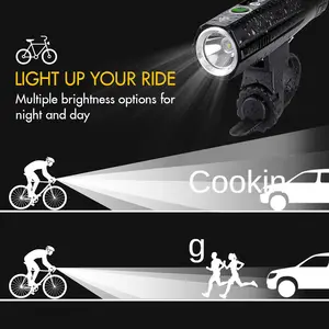800LM Aleación de aluminio Tipo-C Equipo de ciclismo recargable Sensor de bicicleta de montaña Accesorios de advertencia Luz delantera de bicicleta