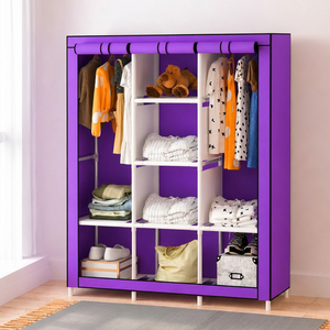 Moderner Kleiner Faltbarer Kleiderschrank 70x45x152cm mit Seitenreißverschluss, Verzinktem Stahlrahmen, Tragbarer Schrank für Kleine Räume, Wohnmöbel - Product Image 3