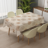 Nappe rectangulaire jetable imperméable en PVC+PU avec support floral gris beige RNPT pour table basse, cuisine, événements, banquets, mariages