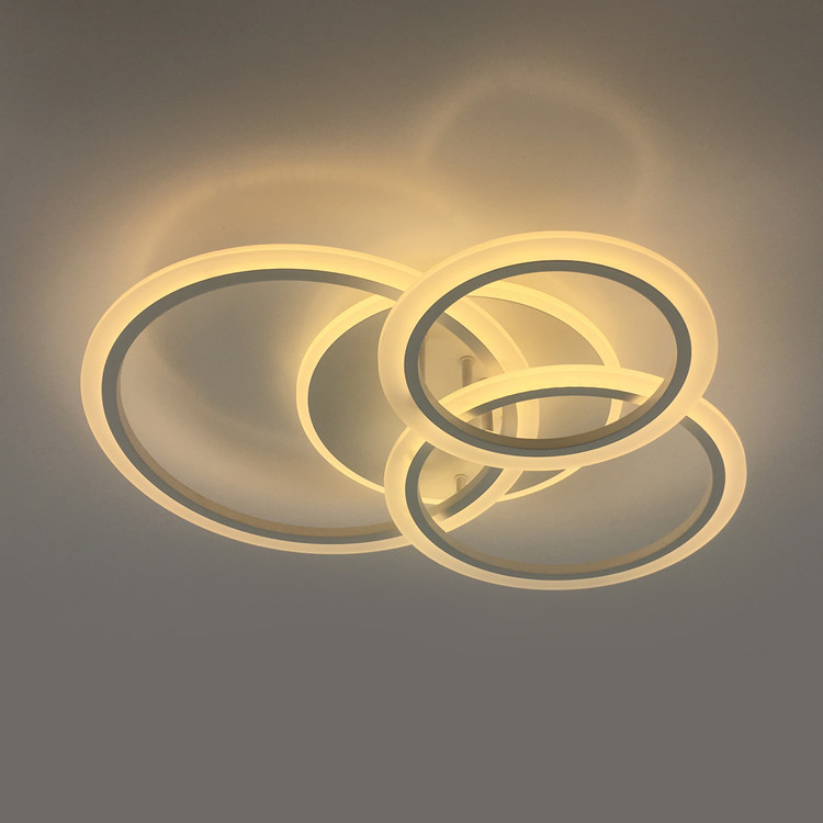 Factory Newest Remote Control Dimmable 2800-6000K Color Temp IP33 Rated 3 Crystal Ring White Metal Modern Pop 60W Ceiling Light · image 2