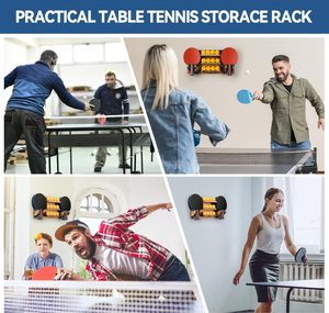 Soporte de pared de madera para palas de ping pong, estante de almacenamiento de madera para tenis de mesa, con capacidad para 6 palas y 12 pelotas - Product Image 3