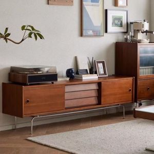 Mobile da <span class=keywords><strong>Soggiorno</strong></span> in <span class=keywords><strong>Legno</strong></span> <span class=keywords><strong>Massello</strong></span>, Armadio Resistente e Robusto con Credenza Laterale e Cassetti, Colore Noce - Product Image 4