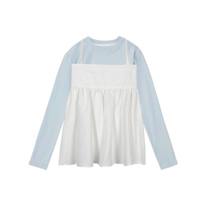 Completo Trendy Due Pezzi da <span class=keywords><strong>Bambina</strong></span>: Abito Gilet con Bretelle in Cotone Tinta Unita Stile Francese Elegante e Maniche Lunghe - Nuova Collezione Primavera 2026 - Product Image 5