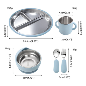 Fun Animal Pattern SUS304 Stainless Steel Deep Cereal Bowls Set Heat Insulated for Baby Feeding <b>Snack</b> Serving 6 in 1 - Product Image 6