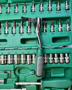 46pcs dụng cụ cầm tay Bộ công cụ sửa chữa xe Kit Thiết lập công cụ cơ khí Hộp nhà Ratchet ổ cắm cờ lê thiết lập - Product Image 2