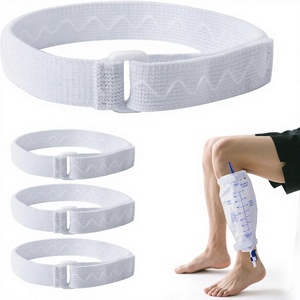 White Anti-Slip <strong>Catheter</strong> Leg Bag Strap 40cm <strong>Silicone</strong> Elasticity Grip Adjustable Hook-and-Loop Thigh Placement Extended Fit - Product Image 1
