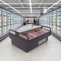 Vitrine Réfrigérée Congélateur de Viande Sous Comptoir à Compresseur, Refroidissement Sans Givre pour Présentation Double Face de Bœuf