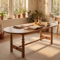 Table à manger en bois rustique moderne, écologique et durable pour villa, salon, cuisine/table de dîner, mobilier et décoration intérieure