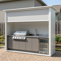 Nouveau produit : Cuisine extérieure en acier inoxydable antirouille avec abri, barbecue robuste et durable avec volets roulants
