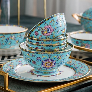 Ensemble de bols en porcelaine fine émaillée et peinte à la main de Jingdezhen, style Phnom Penh Pastel, vaisselle domestique, cadeau, ensemble de bols en céramique, vente en gros - Product Image 4
