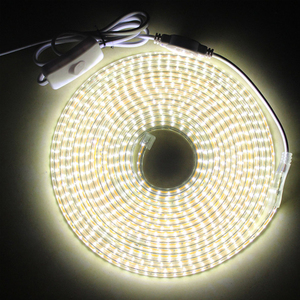 Luces LED superbrillantes de 220V para iluminación de cocina, tira de luz nocturna para debajo del armario, botón pulsador/regulador, enchufe de la UE - Product Image 5