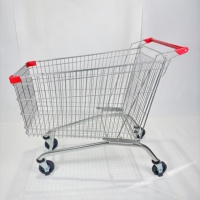 Chariot de courses tubulaire avec panier en fil métallique pour supermarché, base robuste, chariot à roulettes pour épicerie