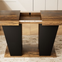 [Stock US] Table à manger extensible de style rustique de 78,7 pouces pour 8 à 10 personnes, avec étagères de rangement des deux côtés, expédition domestique aux États-Unis, MOQ 1