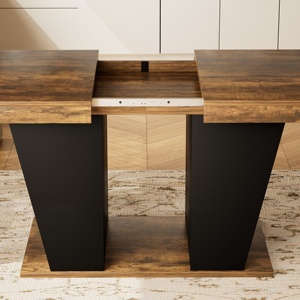 [Disponibile negli USA] Tavolo da Pranzo Allungabile Stile Rustico 200 cm per 8-10 Persone con Ripiani Laterali Spedizione Nazionale USA MOQ 1 - Product Image 1