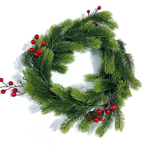 Guirnalda artificial de pino navideño con bayas rojas de 180 cm, decoración de plástico para escaparates navideños - Product Image 5