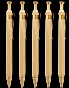 황동 볼펜 고급 금속 필기 펜 Boligrafos 프리미엄 젤 잉크 클립 서명 기호 육각 모양 - Product Image 2