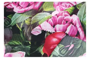 Tissu imprimé vintage en mousseline de soie pour femmes, grands fleurs, design froissé, populaire, pour écharpes, B04,
