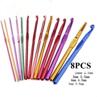 8Pcs 2-5.5mm Différentes Tailles Colorées Aluminium Crochet Crochets Aiguilles Set Outils