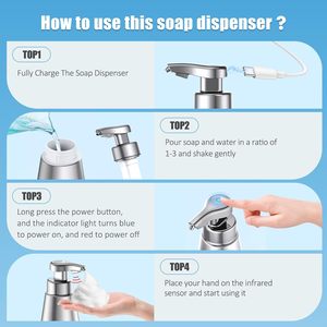 Thiết kế đẹp tự động xà phòng cảm ứng + Cảm biến hồng ngoại TYPE-C sạc tự động xà phòng 400ml - Product Image 6