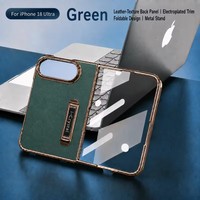 Coque de téléphone antichoc rigide avec support droit électroplaqué pour iPhone Duo 18 Fold 18 Ultra avec protection d'écran en verre