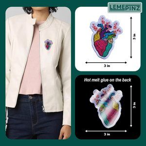 แผ่นปักลายหัวใจแบบกายวิภาค 3 ชิ้น สำหรับติดกระเป๋าและเสื้อผ้า - Product Image 5