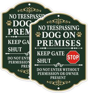 10*7 Custom Nenhum Cão de invasão em Instalações Mantenha o Portão Fechado Não Entre no Sinal, 7X10 Polegadas Rust Free Aluminum Beware of Dog Sign - Product Image 1