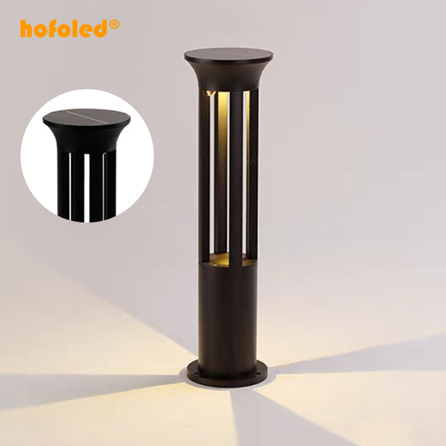 Solar Garden Light 3W IP65 Aluminum+Glass 3000K/6500K Landscape Lawn Path Bollard Light with 3.7V Li-Battery 6V PV Panel
