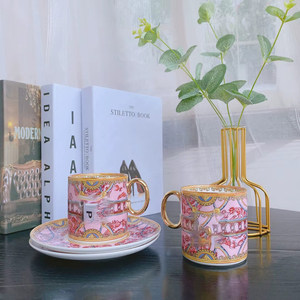 Modern Minimalist Design Ceramic Cup and Plate <b>Set</b> Western Luxury Travel Mug and Turkish Coffee Cup for Afternoon <b>Tea</b> - Product Image 5