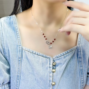 9 lindos collares coreanos con colgante de cuerno de unicornio de cristal blanco, plata de ley 925, pavé, piedra natural de 4 mm, joyería para niñas - Product Image 4