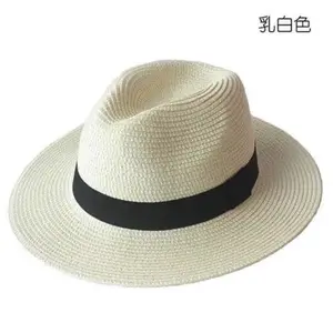 थोक कस्टम लोगो ग्रीष्मकालीन सांस लेने योग्य वाइड ब्रिम सनस्क्रीन पनामा टोपी धूप से सुरक्षा स्ट्रॉ टोपी