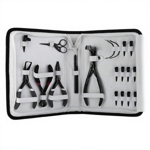 10pcs Hair Extension Tool Kit Stainless Steel Micro-Link Pliers Loop Threader Scissor C Type Needle Pressing Pliers Bond <b>Cutter</b> - Product Image 1