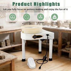 <span class=keywords><strong>LISI</strong></span> Torno de Alfarería de 11/14 Pulgadas con Motor de Accionamiento Directo de 350W, Panel LCD, Velocidad Ajustable, Recipiente Desmontable, 110/220V, Certificado CE - Product Image 2