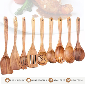 Acaciawood <span class=keywords><strong>9</strong></span> parça mutfak eşyaları <span class=keywords><strong>Set</strong></span> ahşap pişirme gereçler aracı setleri - Product Image 2