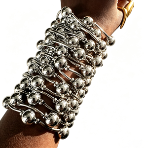 Kaimei 2027 Fashion Jewelry <strong>Silver</strong> Plated Women Chunky Women Multi Layer <strong>Bracelet</strong> African Fashion <strong>Beaded</strong> Long Bangle <strong>Bracelets</strong> - Product Image 1