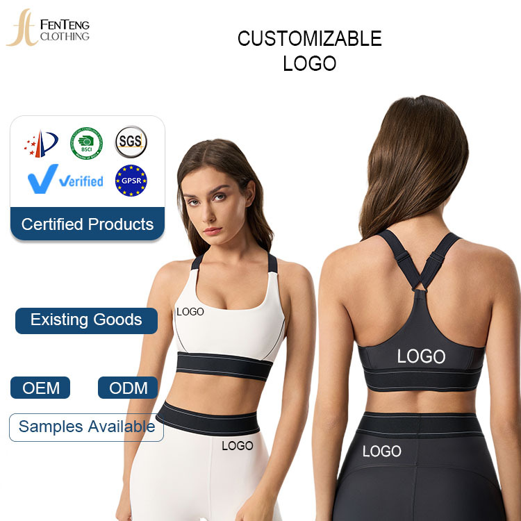 Under Lulu Custom Personality Color Contrast Breathable Crisscross Straps Sports Underwear Women's High Strength Shockproof Bra