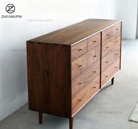 Armoire à dix tiroirs en bois massif sur mesure, buffet japonais au design original, en noyer noir et chêne, armoire de rangement pour salon
