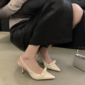 Factory Wholesale Summer New Apricot Ankle Strap Heeled Sandals <b>Height</b> <b>Increasing</b> Sexy High-Heeled Toes Design - Product Image 2