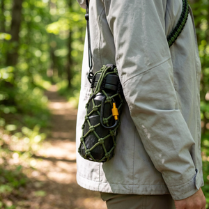 Portabotellas <span class=keywords><strong>de</strong></span> Paracord Trenzado, Correa Ajustable para Botellas, para Senderismo, Camping, Caminatas, Actividades al Aire Libre, Tono Verde - Product Image 6
