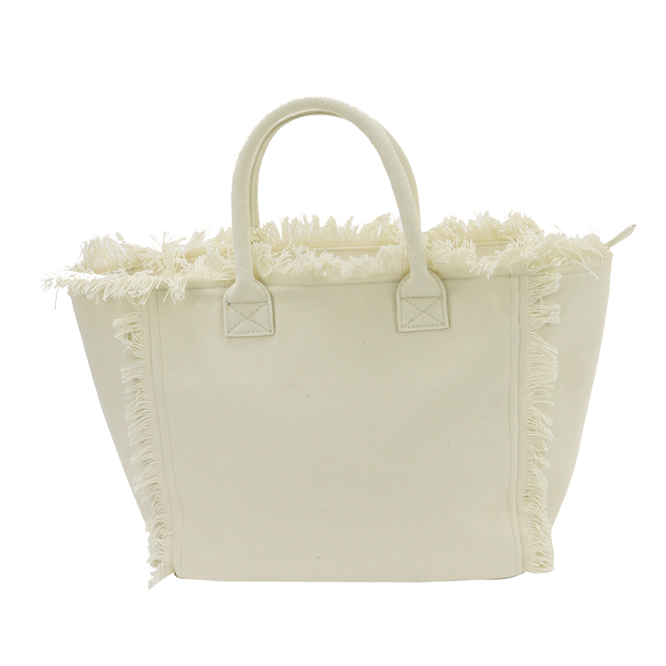 Beige tassel tote bag