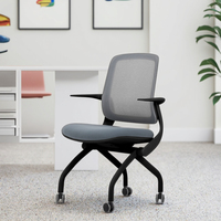 Chaise de bureau ergonomique pivotante, pliable, réglable en hauteur, en maille, confortable, pour formation, avec accoudoirs réglables, multicolore