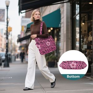 Bolsa de Mano Personalizada con Estampado de Leopardo Rosa, Ligera, para Compras, Trabajo, Bolso Acolchado para Maestras y Enfermeras, para la Escuela y Viajes - Product Image 3