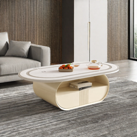 Table basse ovale de meubles de maison de table d'éclairage led intelligente de salon