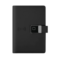 Carnet intelligent en cuir PU avec verrouillage par empreinte digitale, 16 Go USB |   Agenda personnalisé A5 à feuilles mobiles avec boîte cadeau