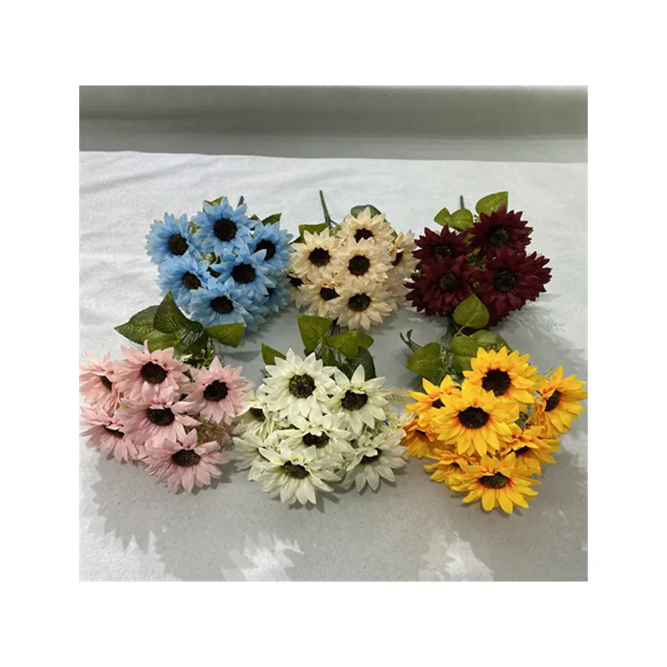 Hochwertige China Herstellung Günstige Großhandel Künstliche Blumen Dekor Bonier 10-Kopf Sonnenblume