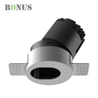 Spot encastré rond 9W, downlight LED COB réglable 12W sans cadre pour plafond