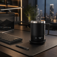 Service de personnalisation de logo et d'emballage, tasse chauffante USB avec revêtement en titane, température réglable, mug de voyage multi-niveaux à batterie.
