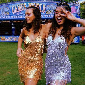 Robe latine avec frange Salsa <span class=keywords><strong>Tango</strong></span> Dance Tassel Dress Party <span class=keywords><strong>Club</strong></span> Festival Sequin Fancy Dress - Product Image 5