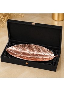 Elegant 18K Rose Gold Plated Leaf Design Tray with Premium Gift Box Stylish Wedding Home Decor Luxury Gift - Product Image 2