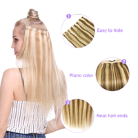 Extensions de cheveux halo invisibles 100% vierges russes, double trame, fil de pêche, cheveux Remy, extensions de cheveux halo en cheveux humains réels