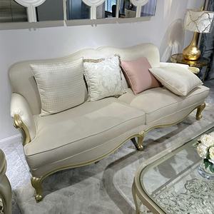 लिविंग रूम के लिए लक्जरी ठोस लकड़ी के सोफे को सेट करें गोल्ड फिनिश प्रीमियम होम फर्नीचर - Product Image 4